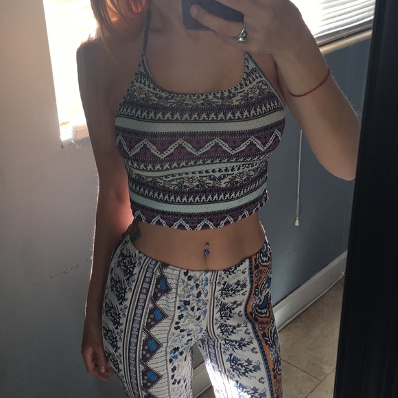 Tribal Print Halter Crop Top - Picture 4 of 6